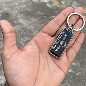 Personalized Key Chain With Name Engraved Round Metal Keychain In Black Finish - Image 3