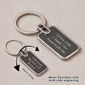 Personalized Key Chain With Name Engraved Round Metal Keychain In Black Finish - Image 2