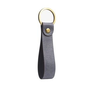 Personalized Vegan Premium Leather Keychain Grey - Image 3