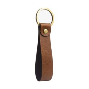 Personalized Vegan Premium Leather Keychain Brown - Image 3