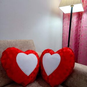Heart Shape Red Customised Couple Cushion - Image 2