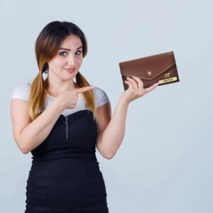 Personalized Leather Women\'s Clutches Brown - Image 3