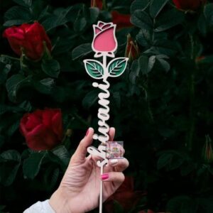 Personalised Name Wooden Rose (RED) - Image 3