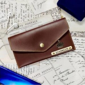 Personalized Leather Women\'s Clutches Brown - Image 4