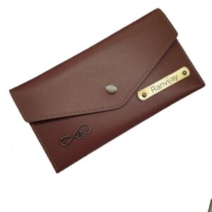 Personalized Leather Women\'s Clutches Brown - Image 2