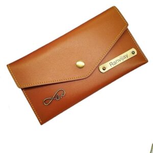 Personalized Leather Women\'s Clutches Tan - Image 2