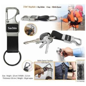 Giftana Personalized Keychain with Name Engraved, Black Leather Metal Opener Keychain for Bike Office Home, Customized Silver Keyring, Keychain Gift For Men Husband Father, Secret Santa Gifts - Image 4