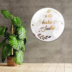 Circular Personalised Modern Name Plates for Home Entrance (16X16 INCH) - Image 4